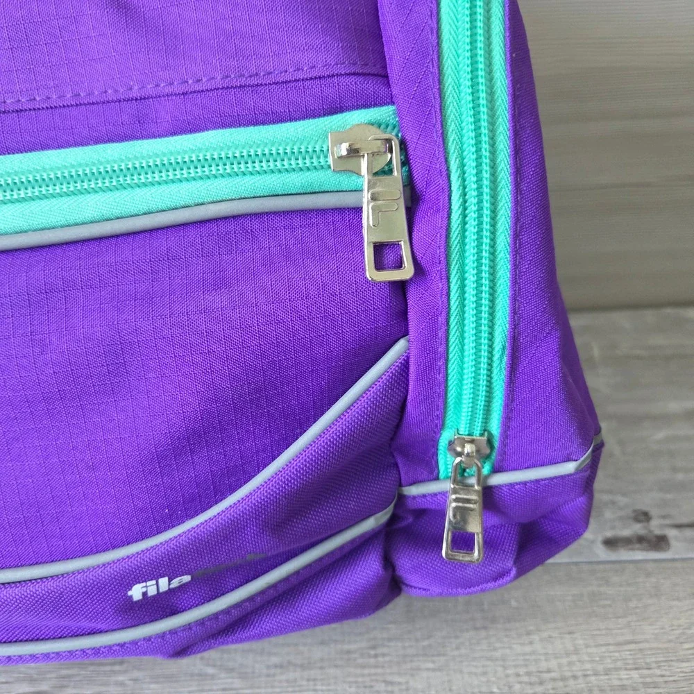Fila Sport Duffle Bag Purple Teal Polyester Ripstop Gym Travel Carry On